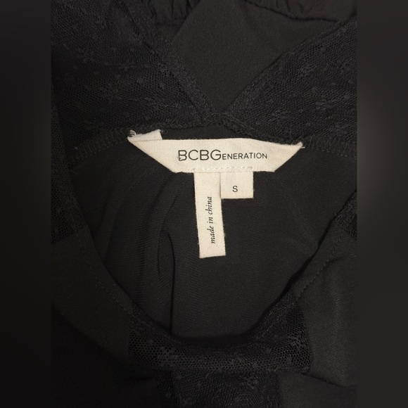 BCBGeneration Black Sheer Lace Peplum Blouse - Picture 3 of 4